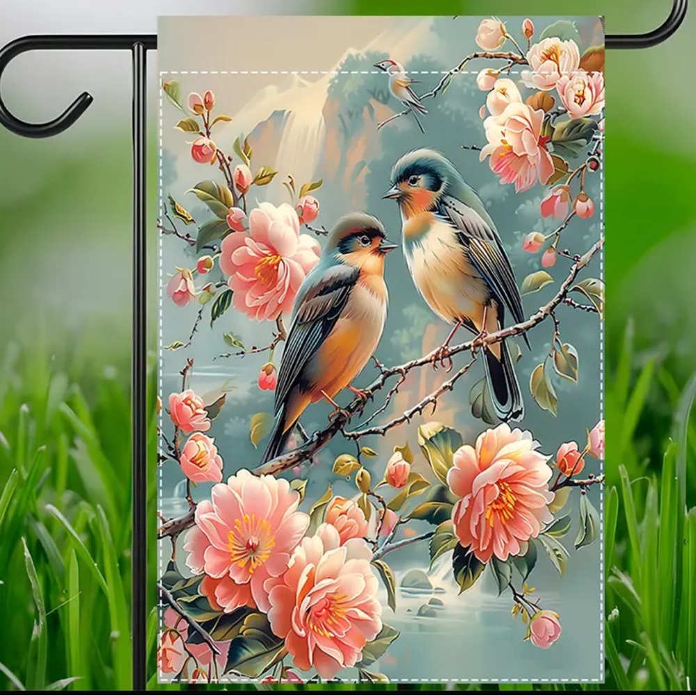 Floral Bird Garden Flag